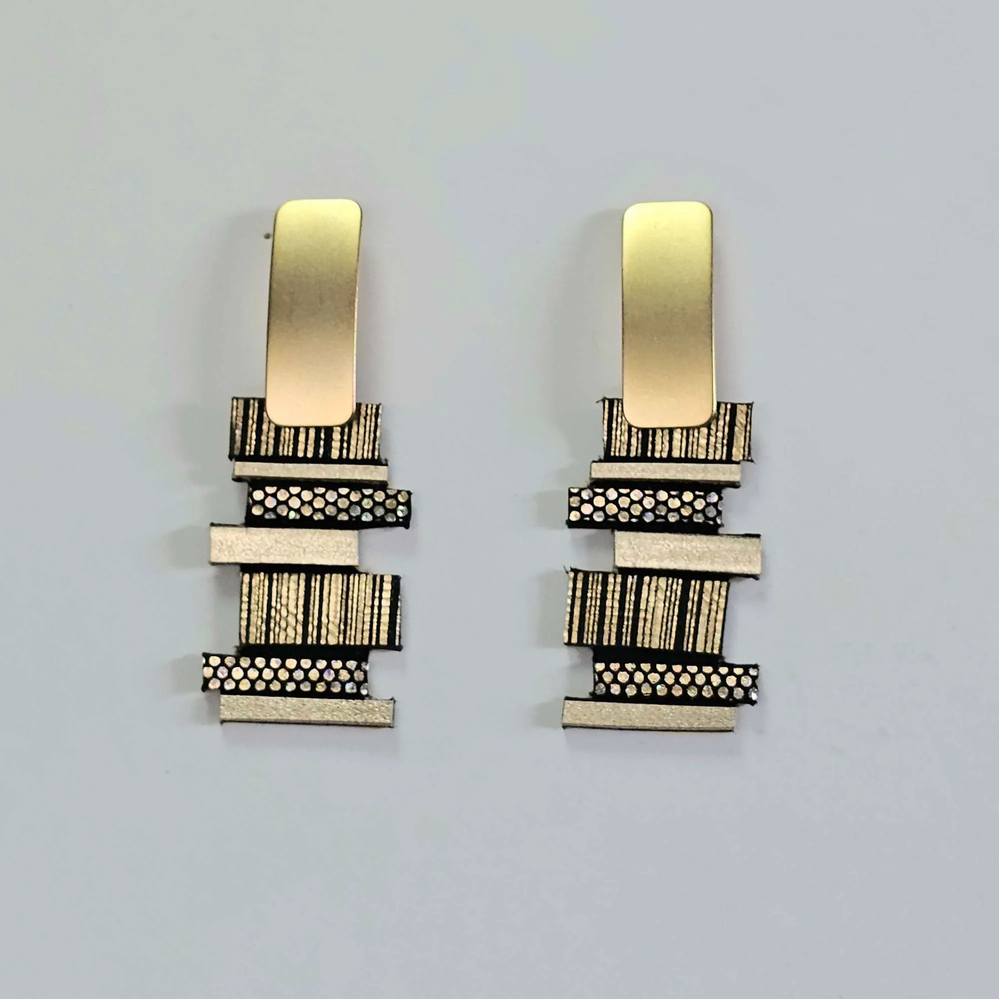 Hellena gold leather drop earrings