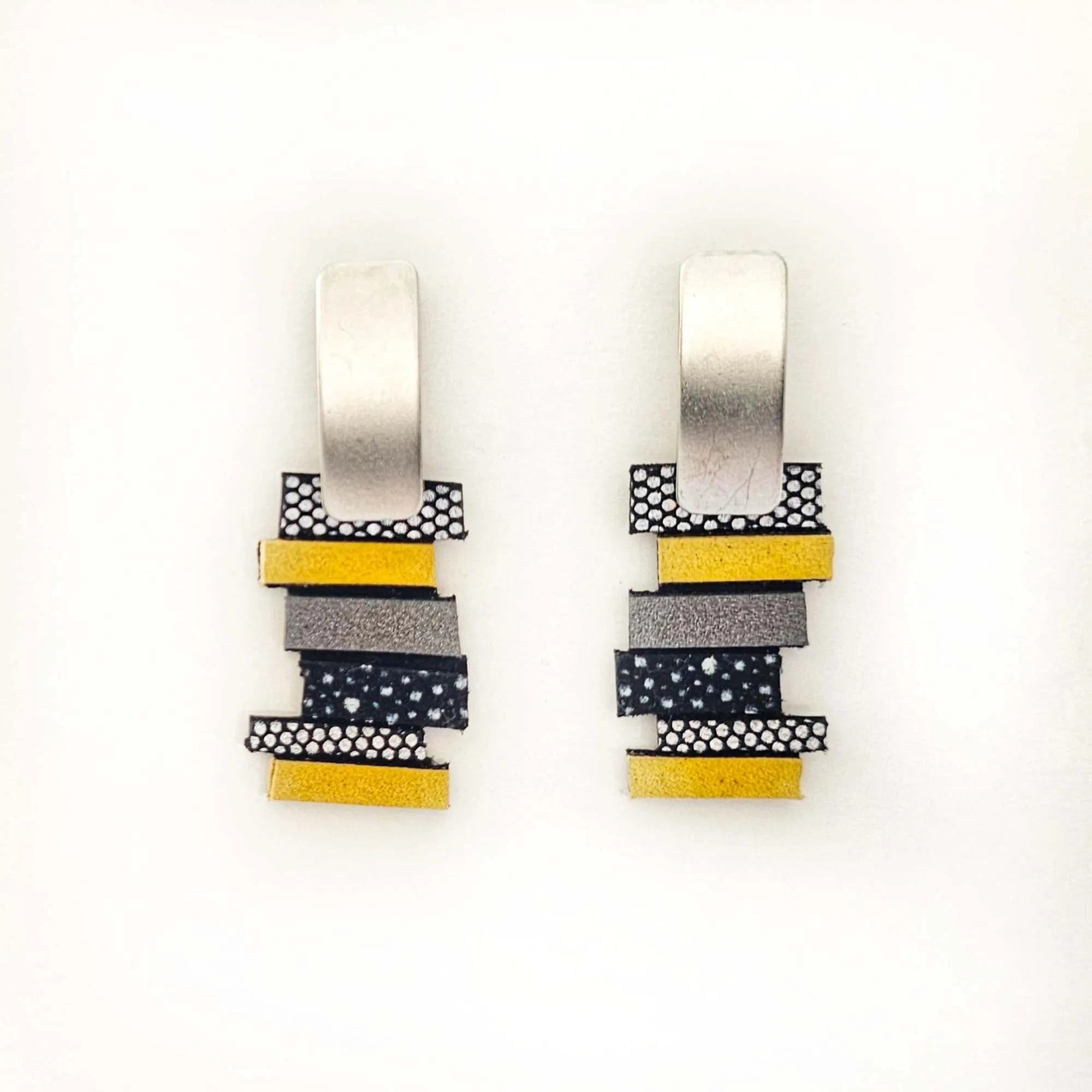 Hellena gold leather drop earrings