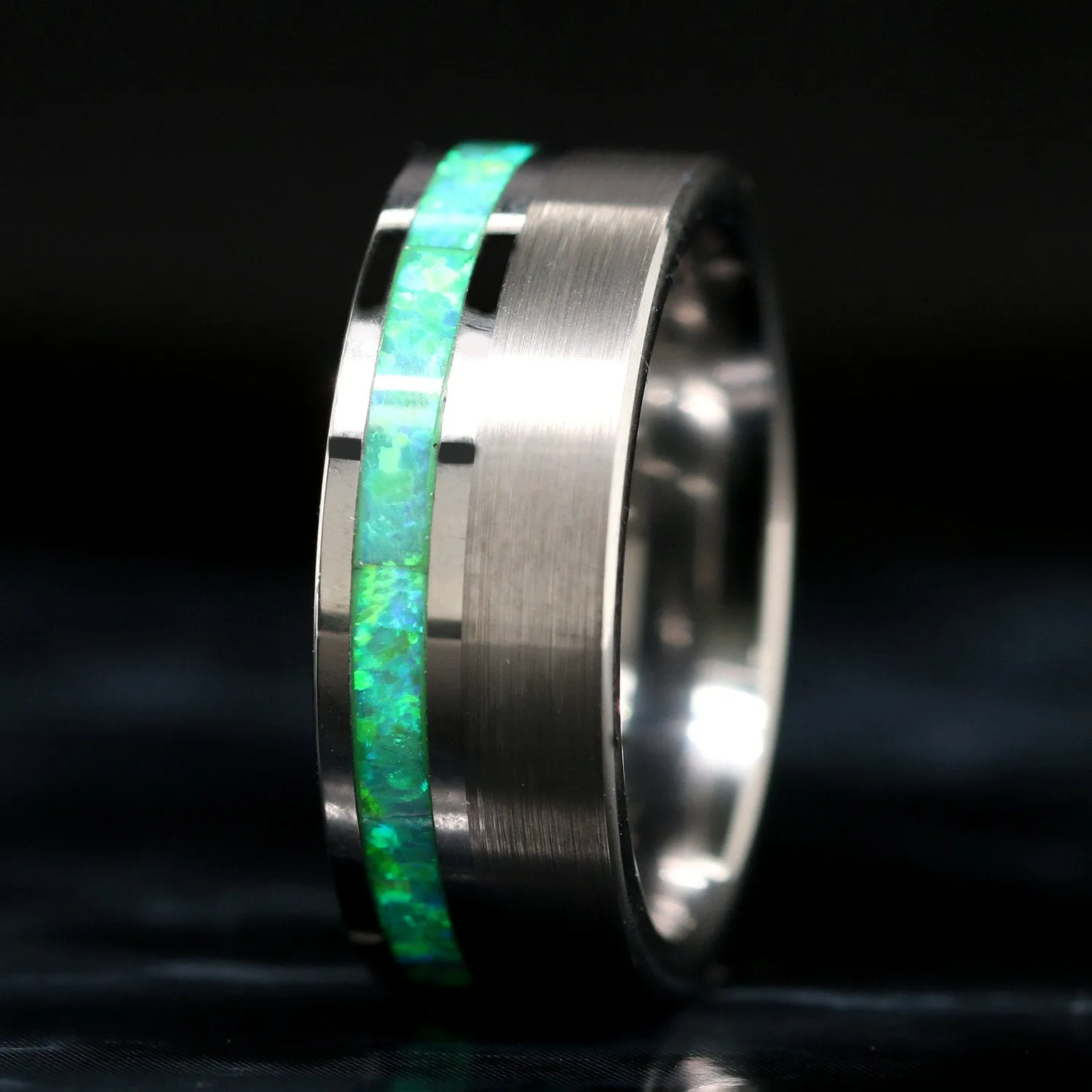 His and Her Green Opal Wedding Ring Set Green Opal Rings