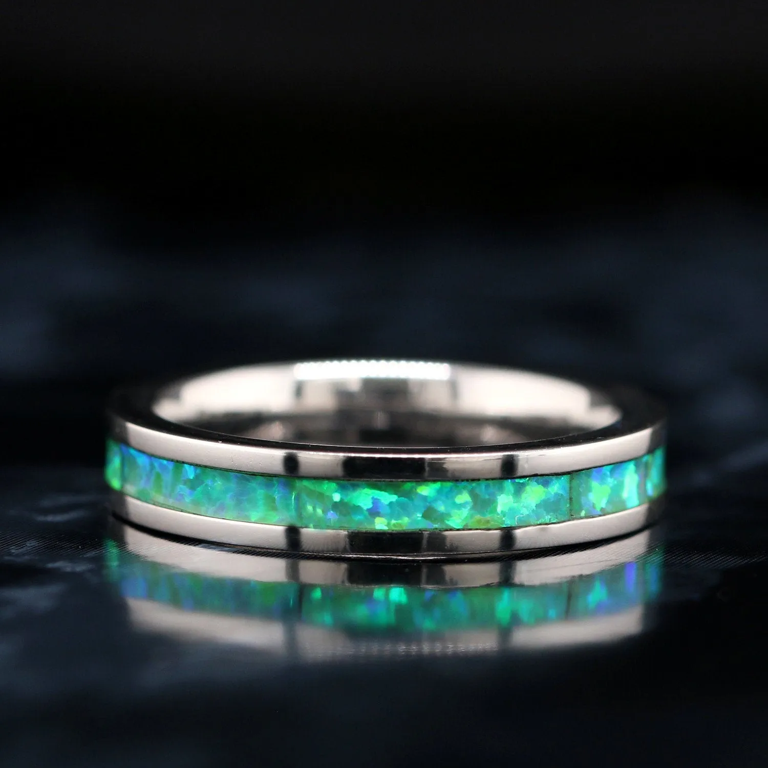 His and Her Green Opal Wedding Ring Set Green Opal Rings