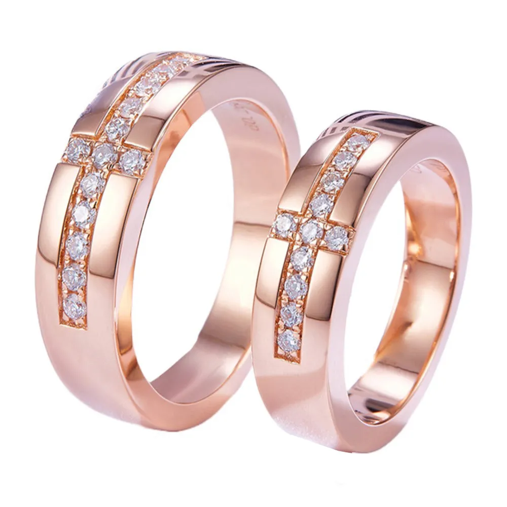 His and Hers Diamond Cross Wedding Bands