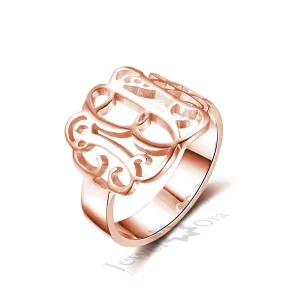 Hollow Monogram Name - Sterling Silver Ring