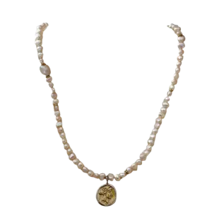 House of Olia - Orsi Pink Pearl and Coin Necklace