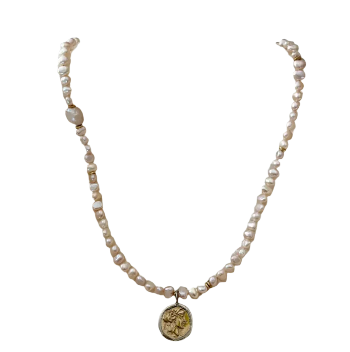 House of Olia - Orsi Pink Pearl and Coin Necklace