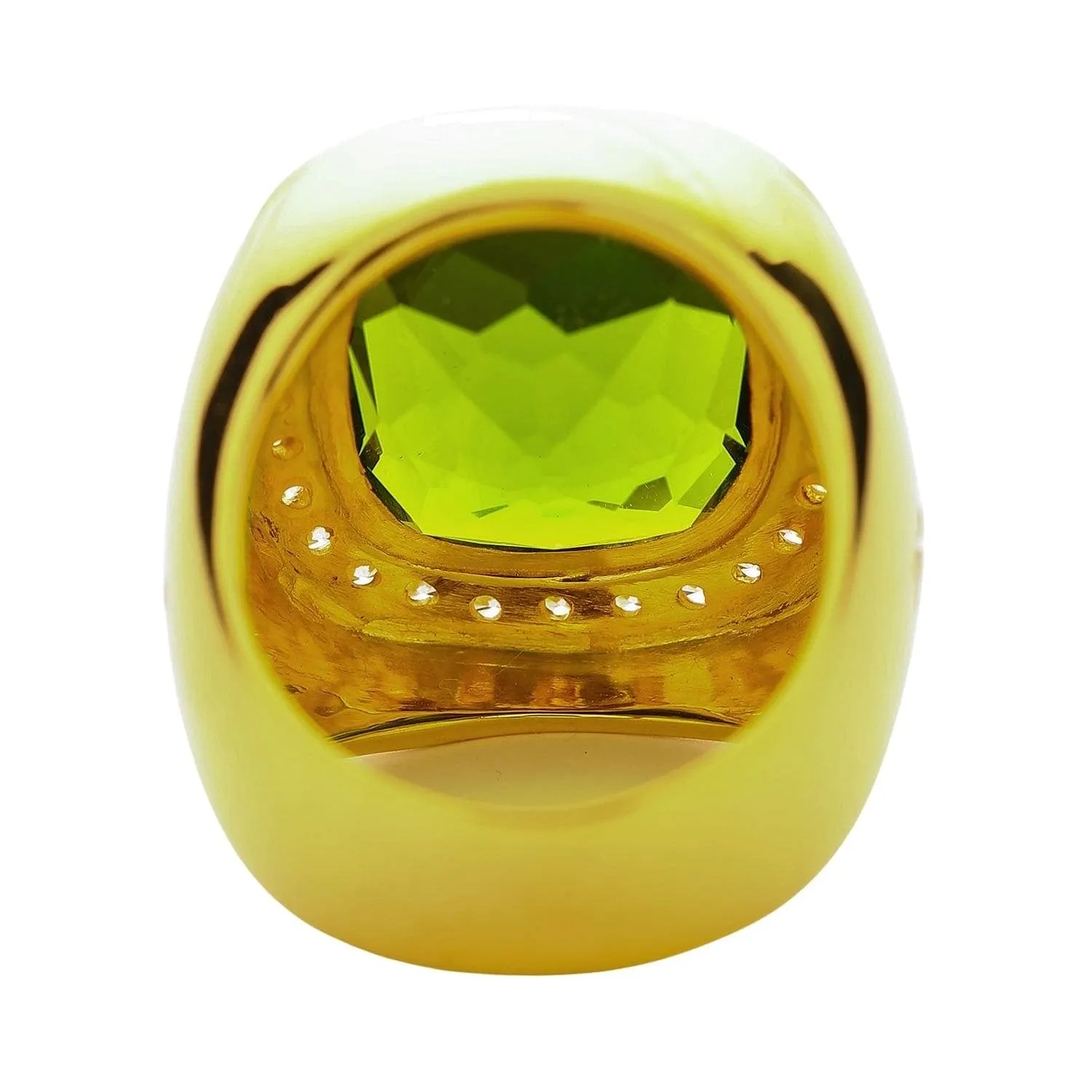 Huge Natural Green Peridot 14K Yellow Gold Men's Ring