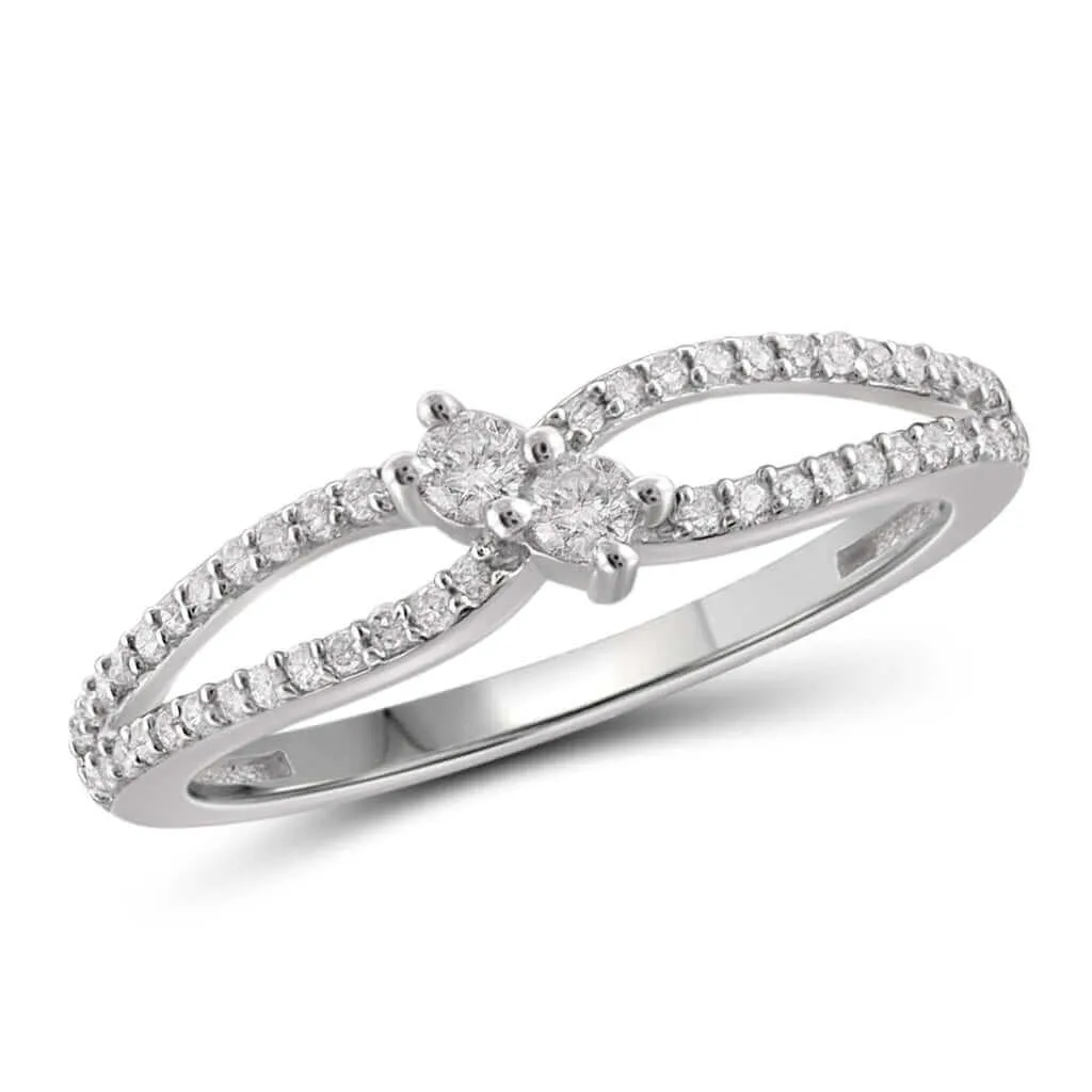 I Love Us Two-Stone Ring 1/4ct tw Diamonds 14K White Gold or Yellow Gold "My Best friend is My true love"