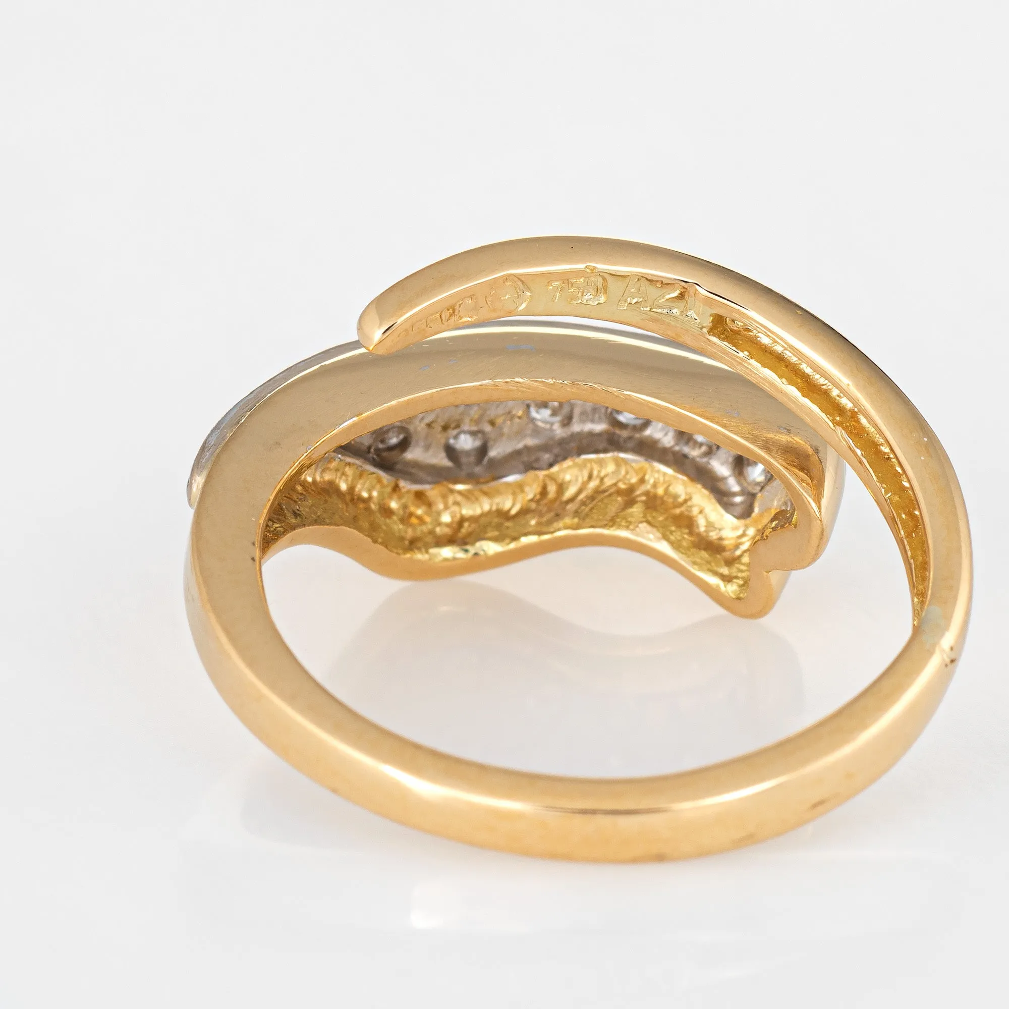 Ilias Lalaounis Diamond Band Vintage 18k Yellow Gold Sz 5.5 Signed Fine Jewelry