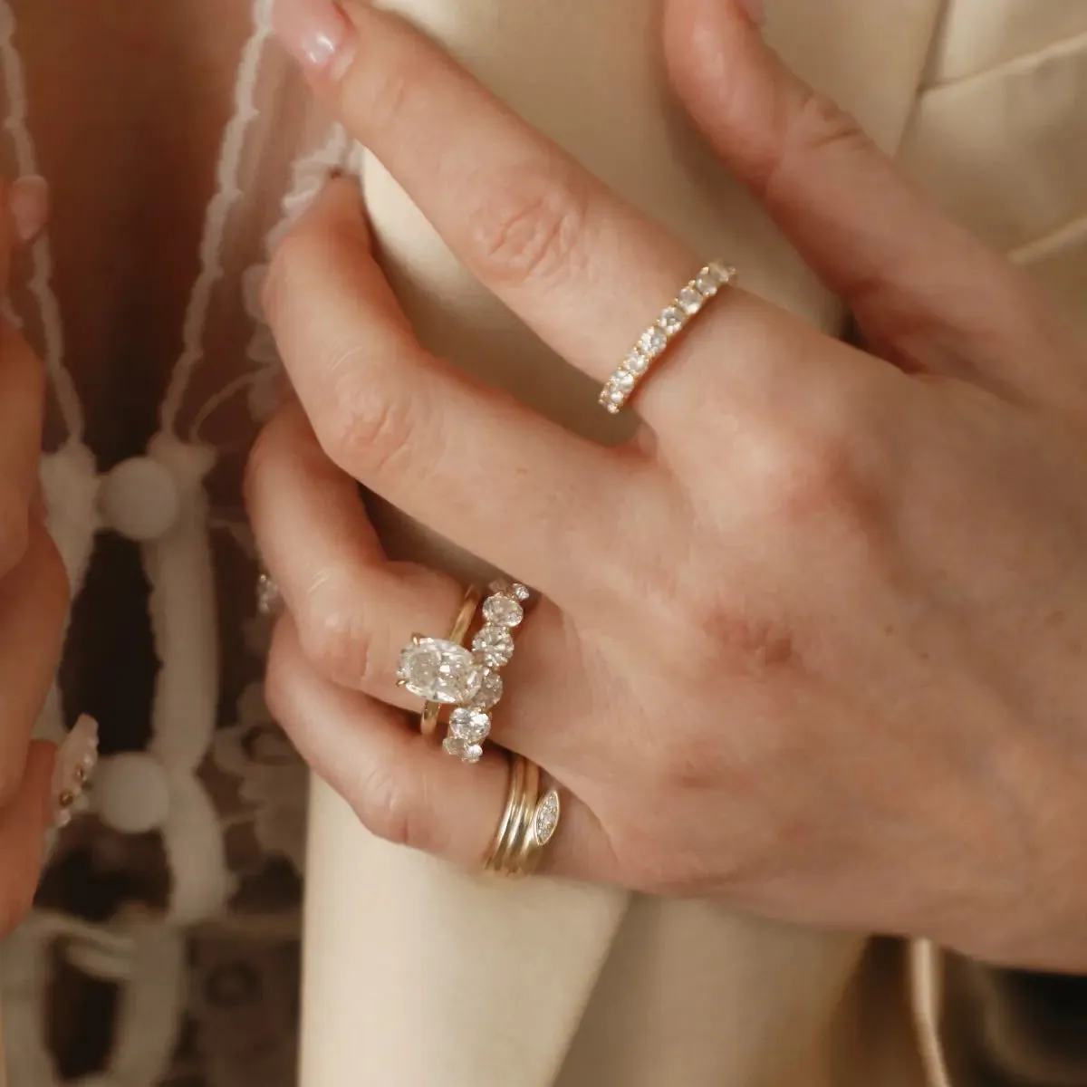 Illusion Marquise Diamond & Gold Pinky Ring
