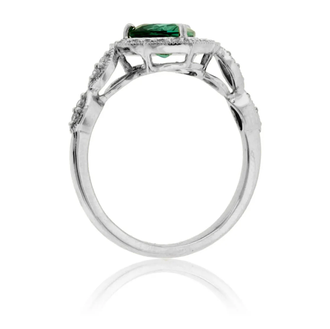 Indicolite Blue Green Tourmaline & Diamond Ring