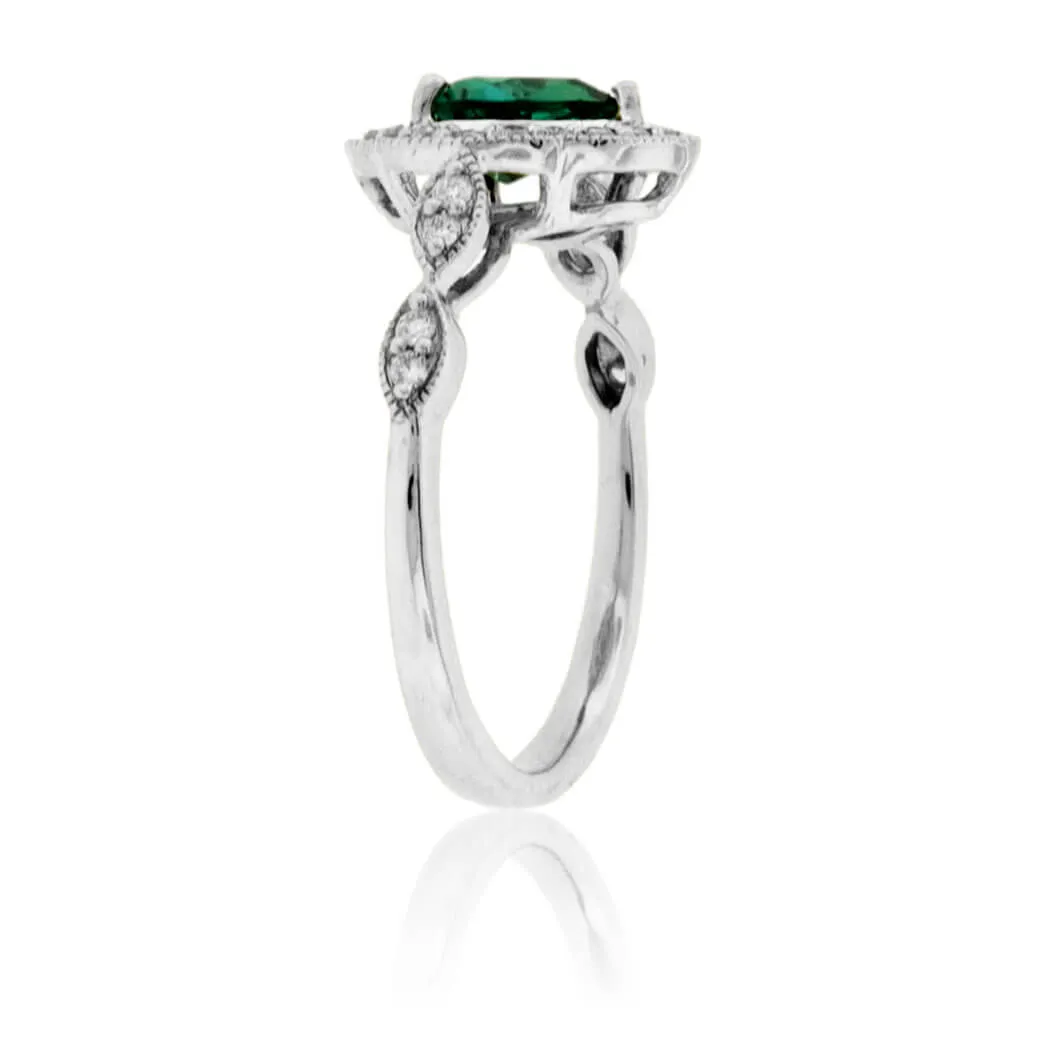 Indicolite Blue Green Tourmaline & Diamond Ring