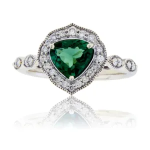 Indicolite Blue Green Tourmaline & Diamond Ring