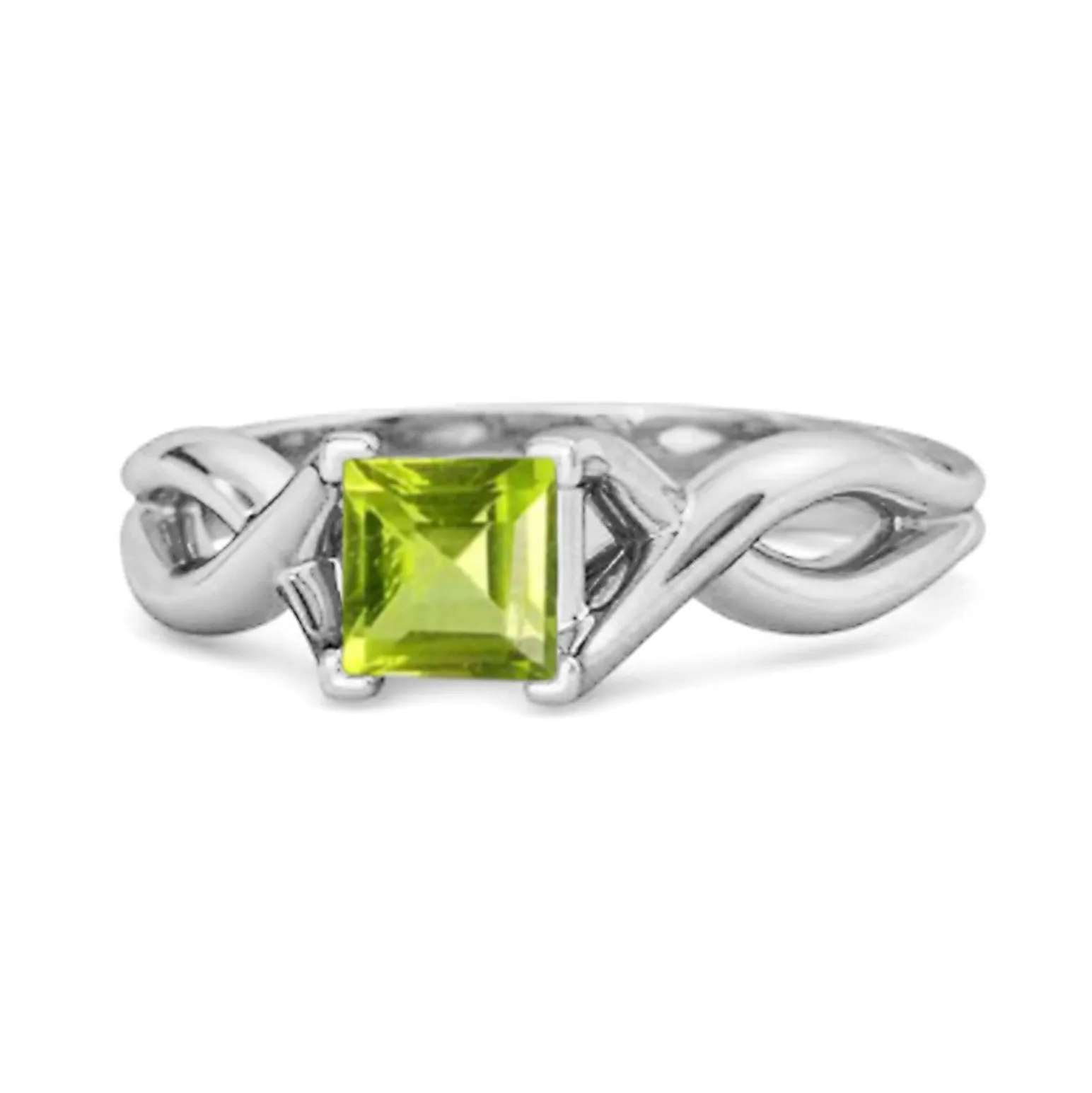 Infinity Band Square Cut 0.50 Ctw Peridot Women Wedding Ring