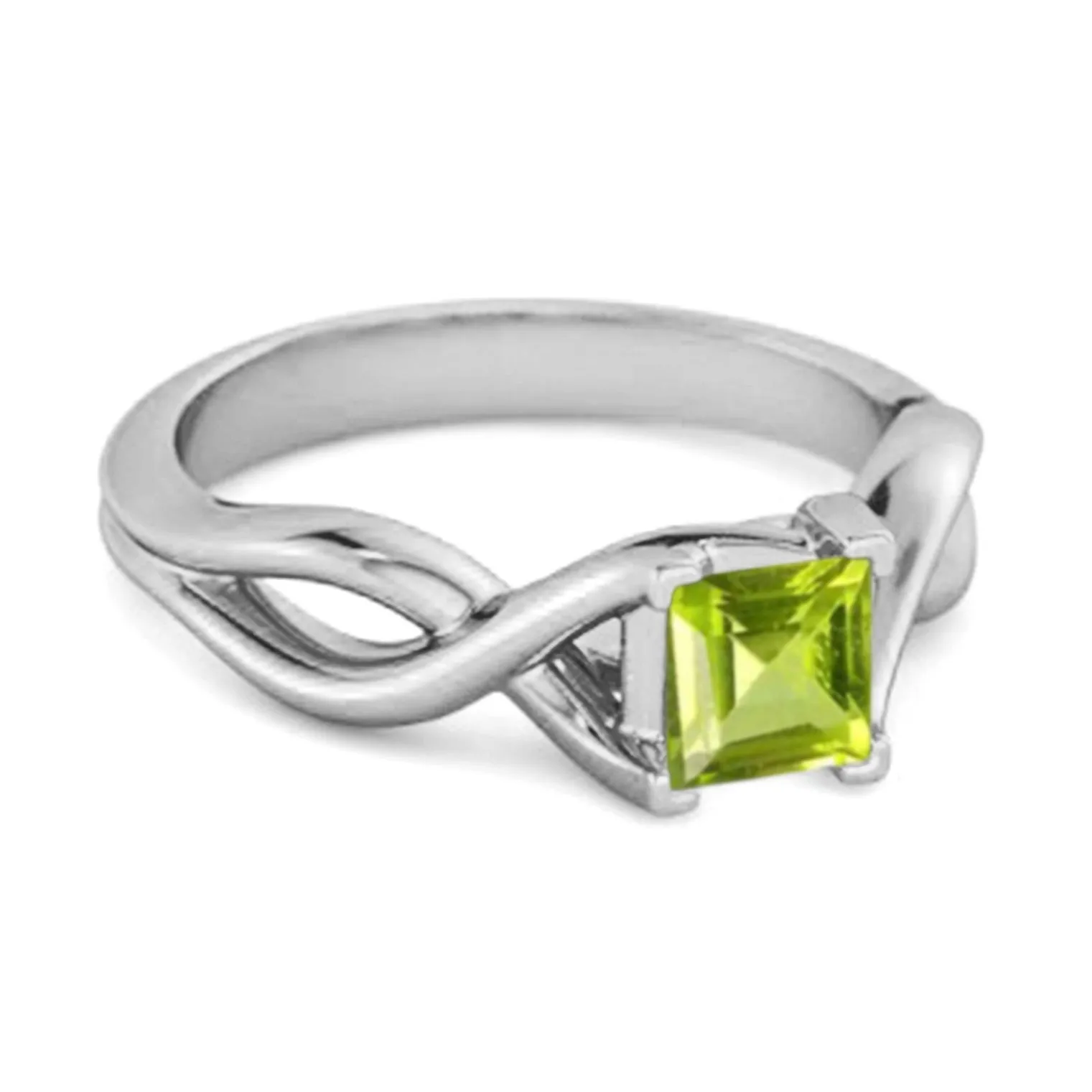 Infinity Band Square Cut 0.50 Ctw Peridot Women Wedding Ring