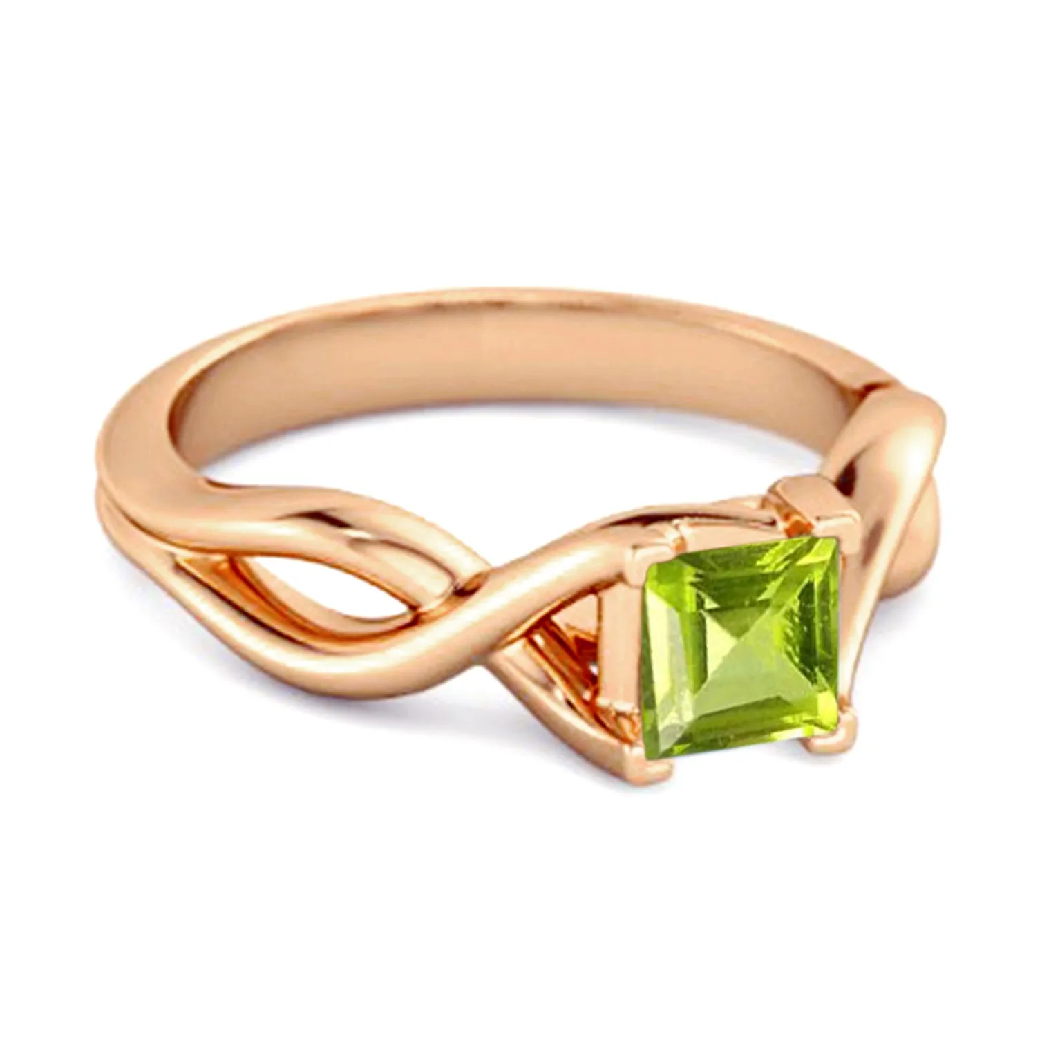 Infinity Band Square Cut 0.50 Ctw Peridot Women Wedding Ring