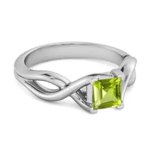 Infinity Band Square Cut 0.50 Ctw Peridot Women Wedding Ring