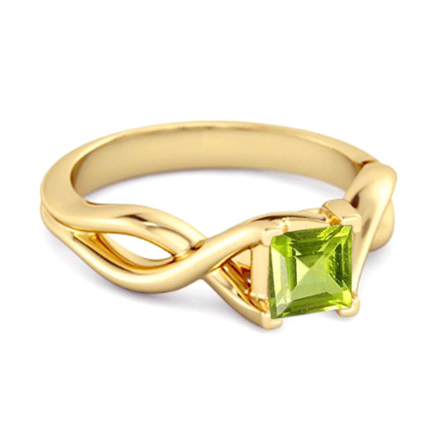 Infinity Band Square Cut 0.50 Ctw Peridot Women Wedding Ring