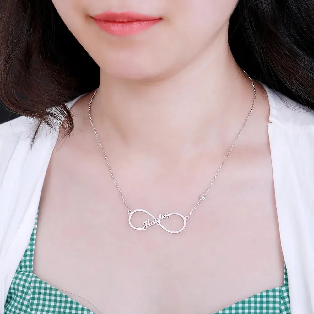 Infinity Name Necklace With Birthstone