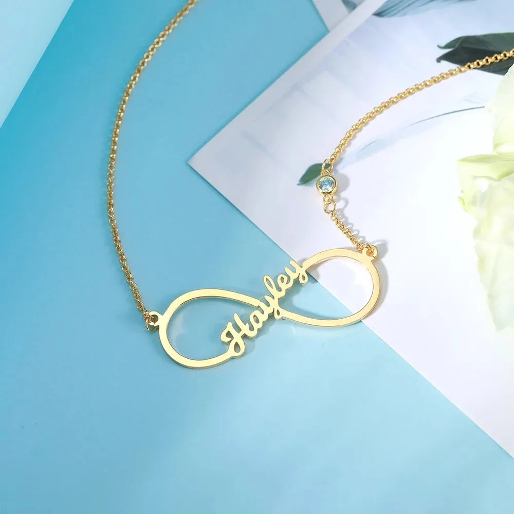 Infinity Name Necklace With Birthstone