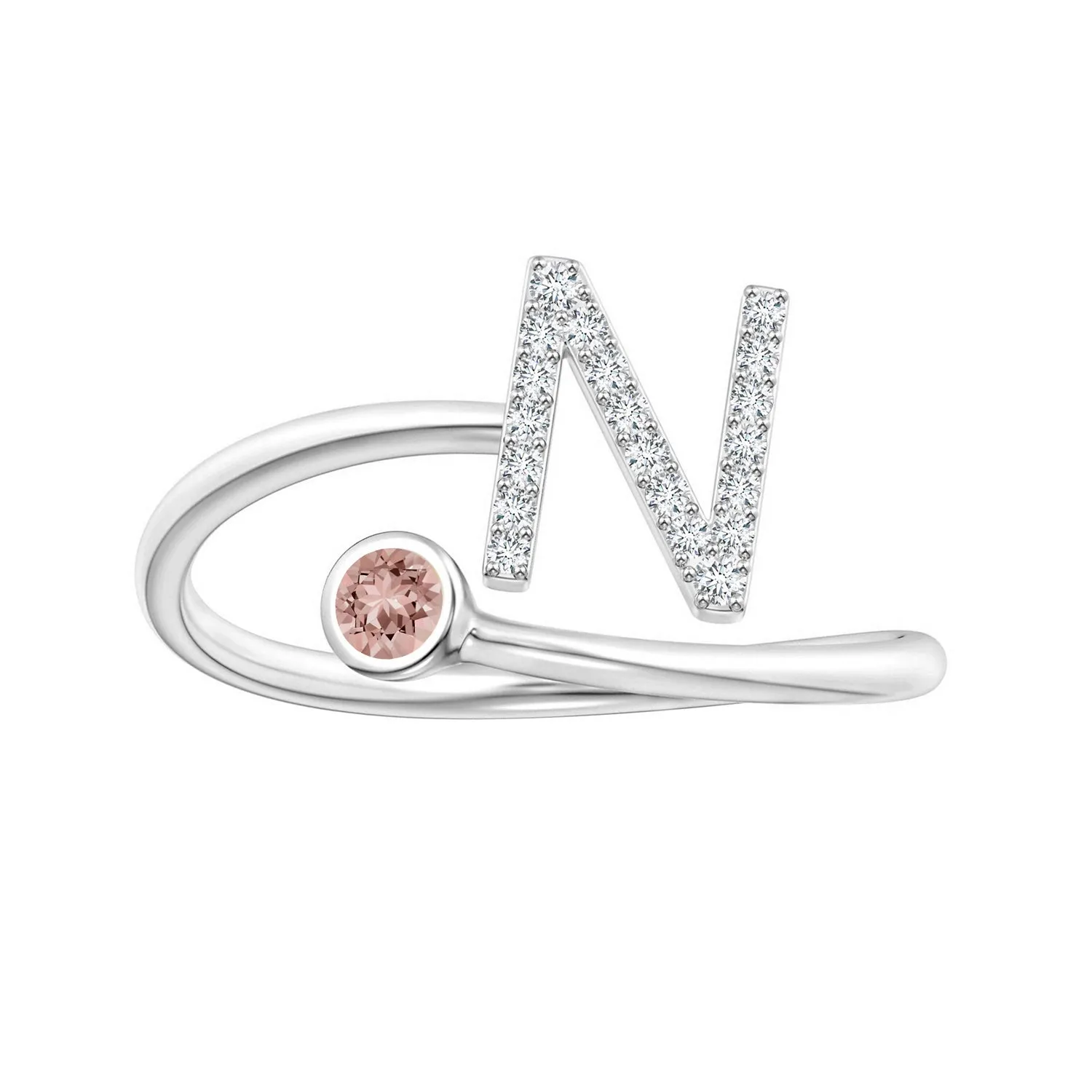 Initials Morganite Alphabet Ring