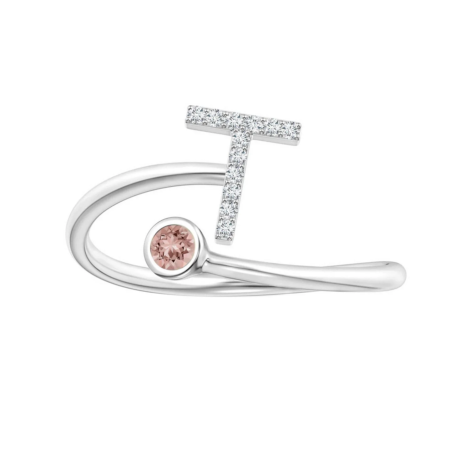 Initials Morganite Alphabet Ring