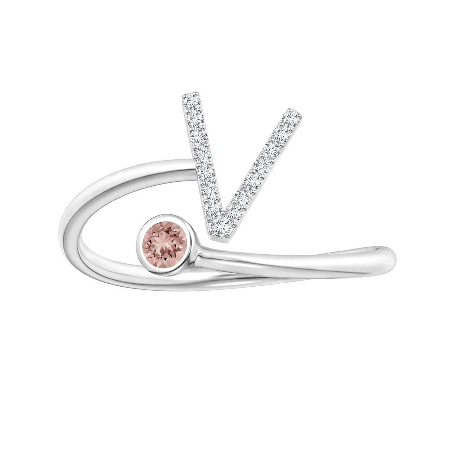 Initials Morganite Alphabet Ring