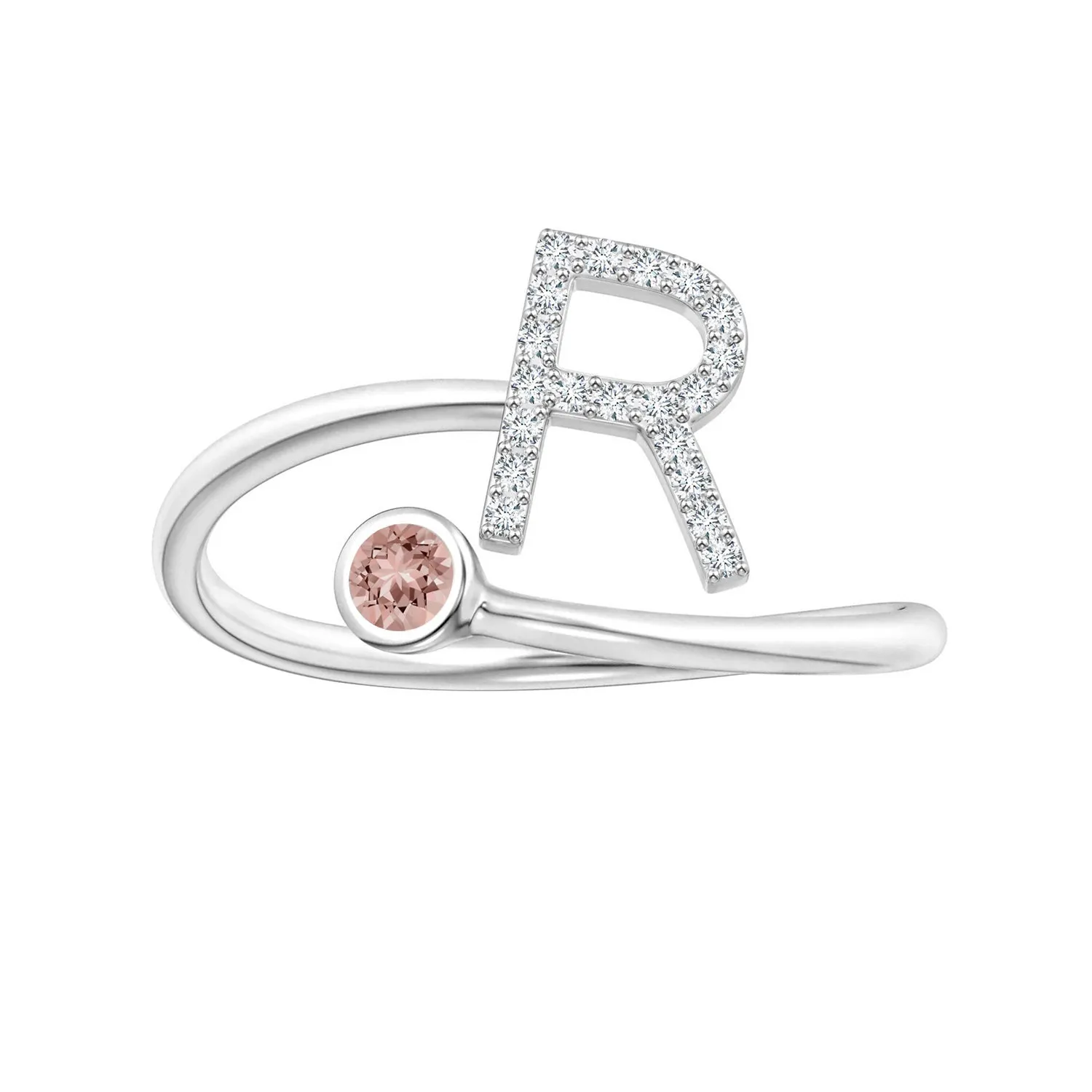 Initials Morganite Alphabet Ring