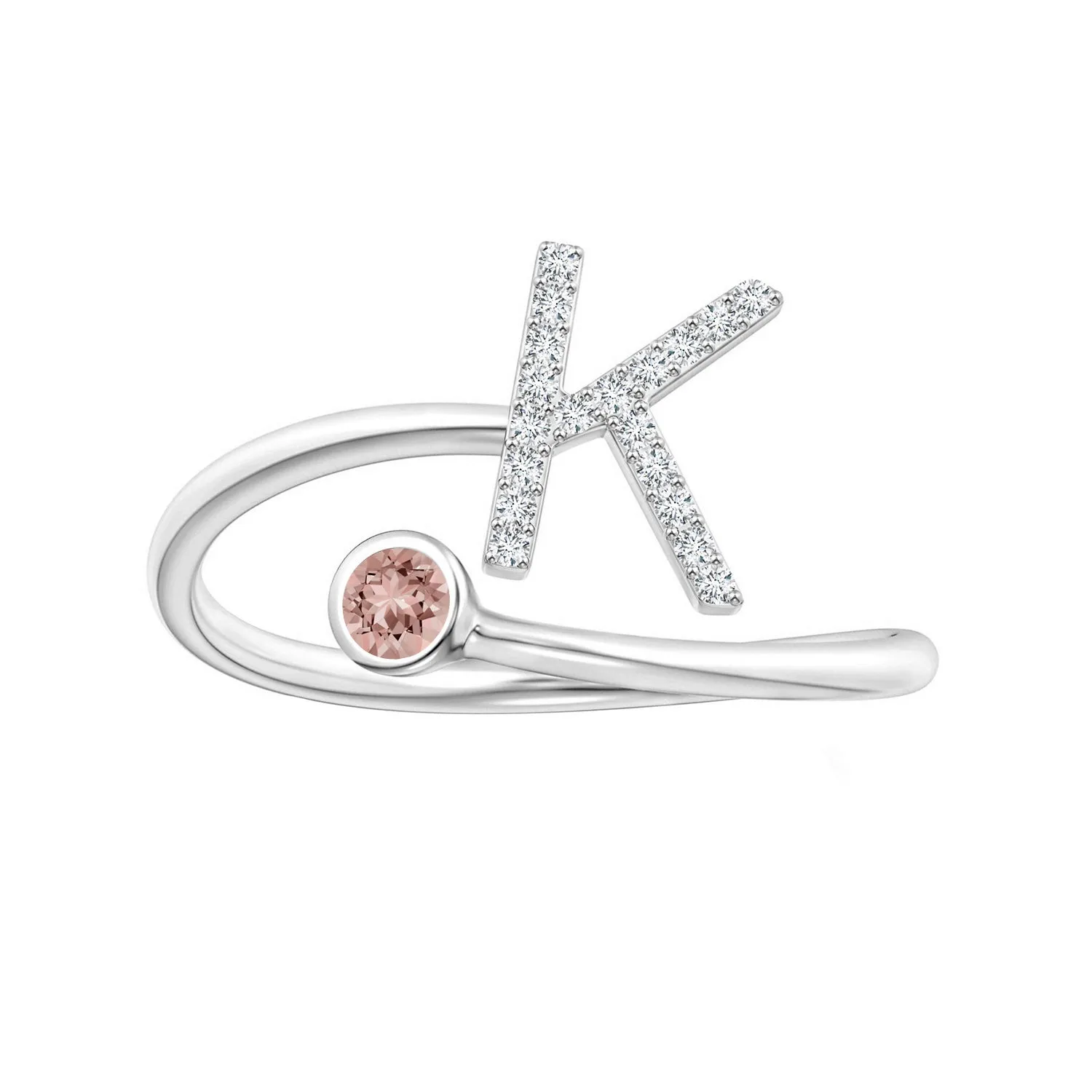 Initials Morganite Alphabet Ring
