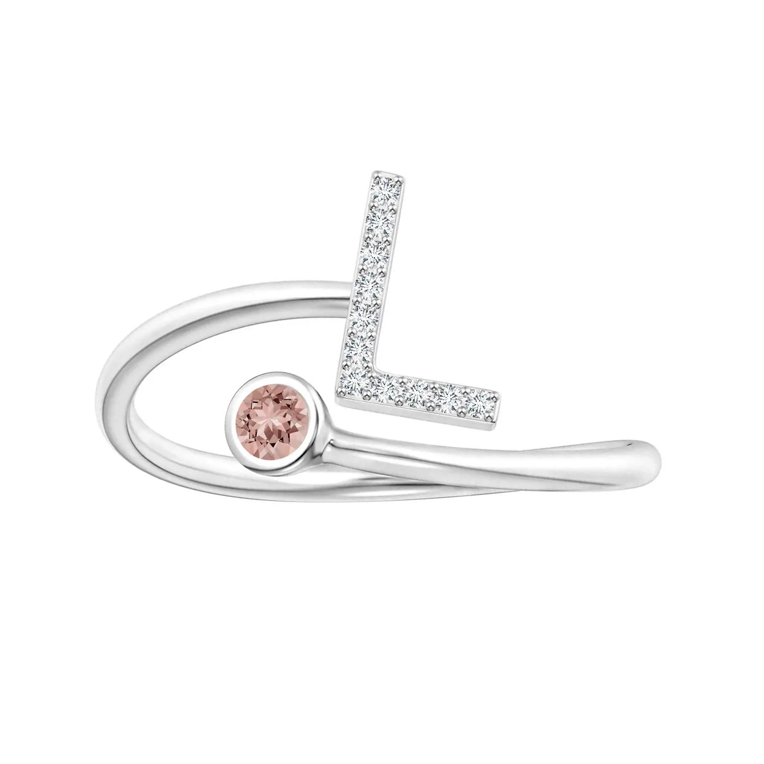 Initials Morganite Alphabet Ring