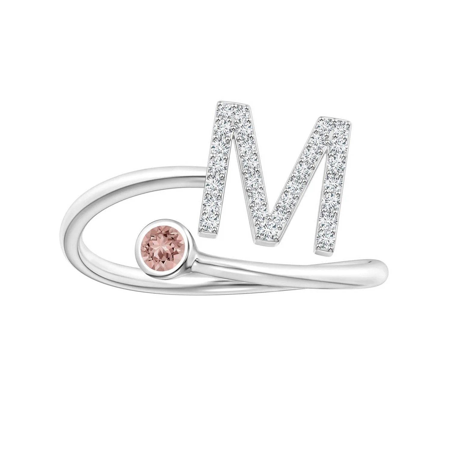 Initials Morganite Alphabet Ring