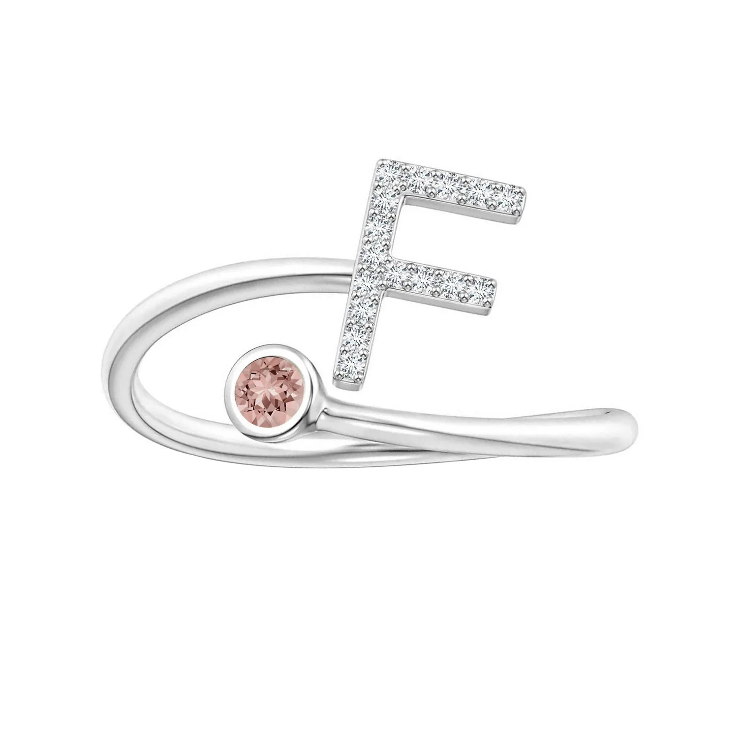 Initials Morganite Alphabet Ring
