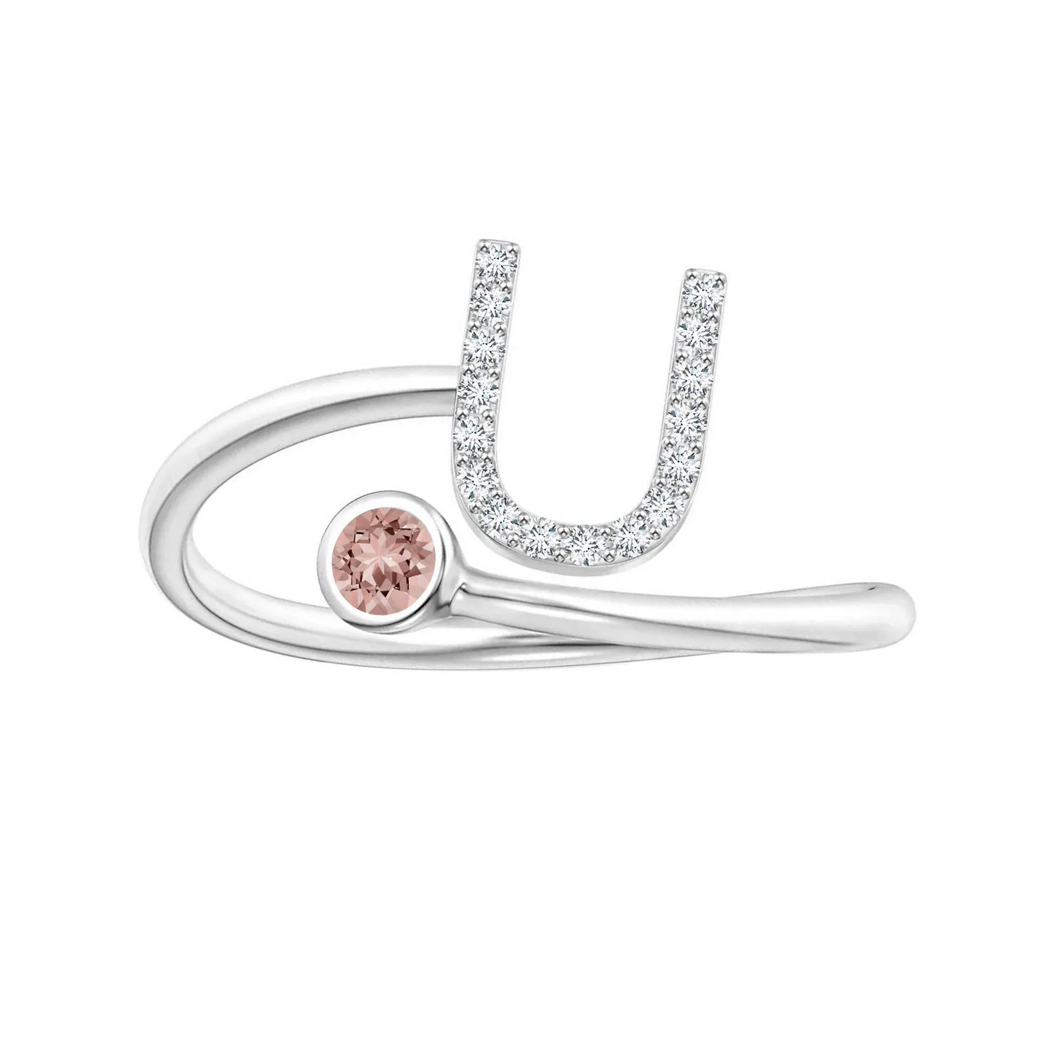 Initials Morganite Alphabet Ring