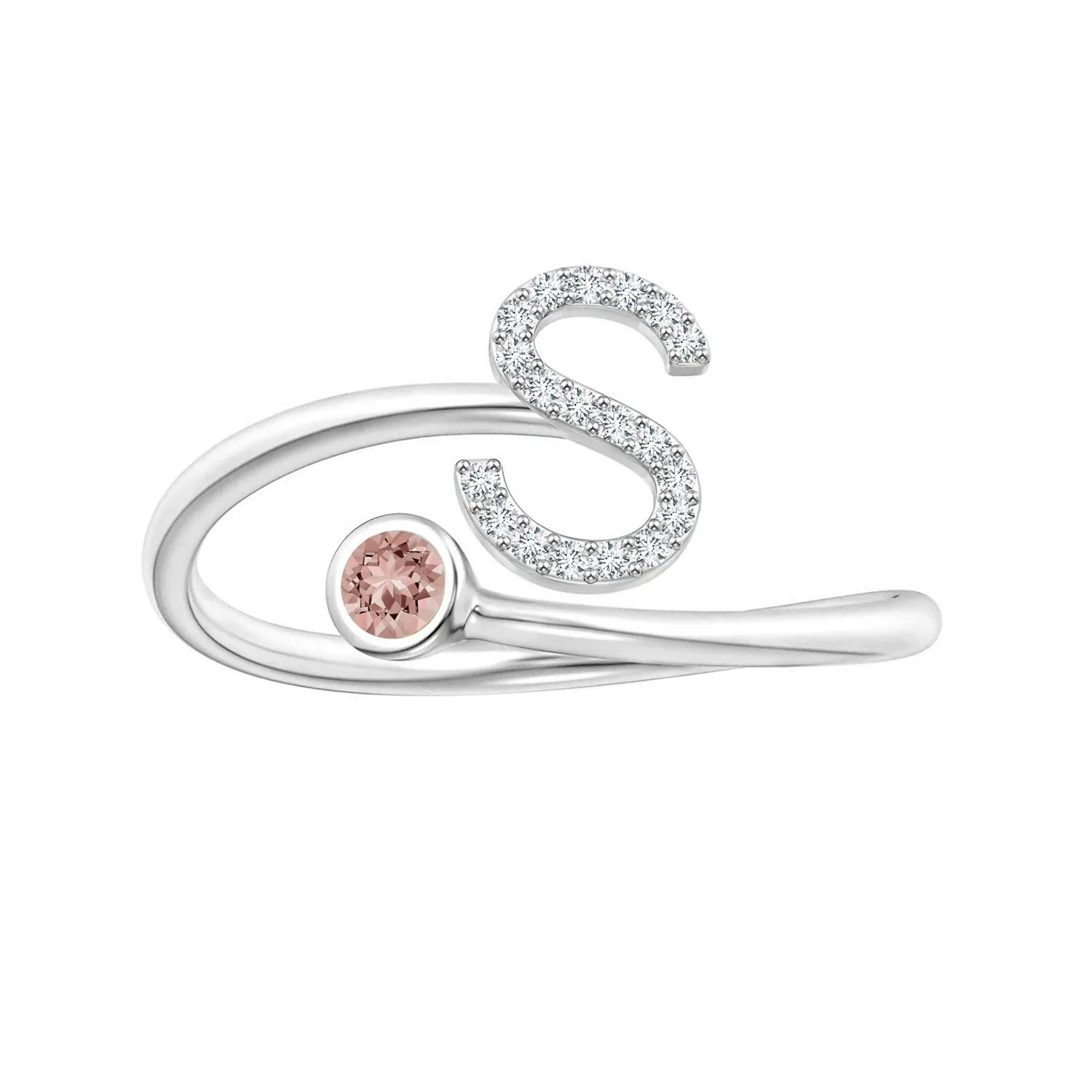 Initials Morganite Alphabet Ring