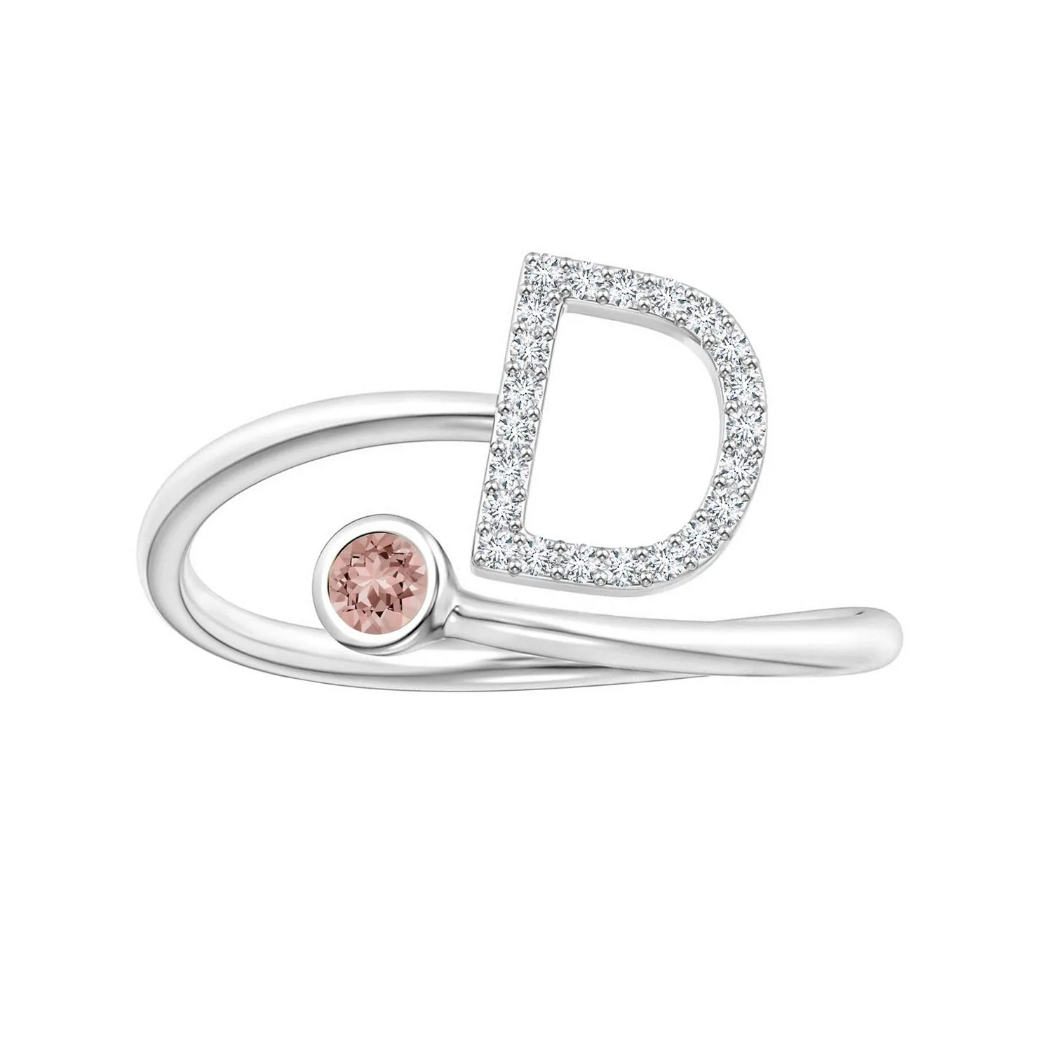 Initials Morganite Alphabet Ring