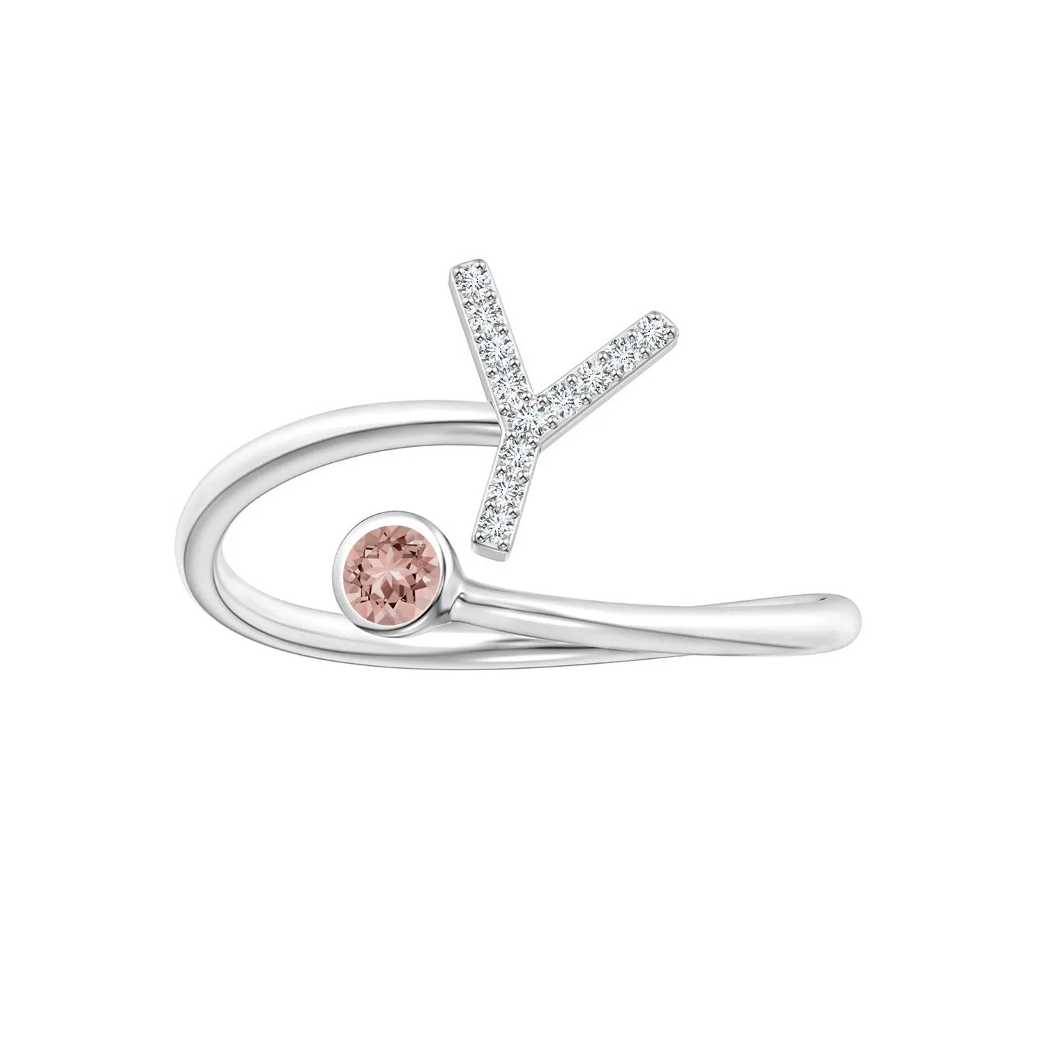Initials Morganite Alphabet Ring