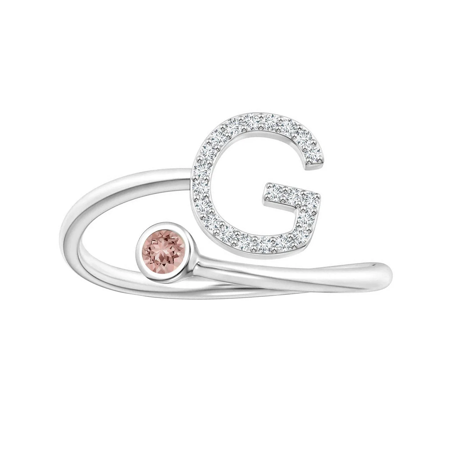 Initials Morganite Alphabet Ring
