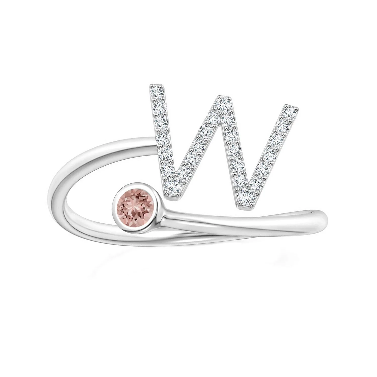 Initials Morganite Alphabet Ring