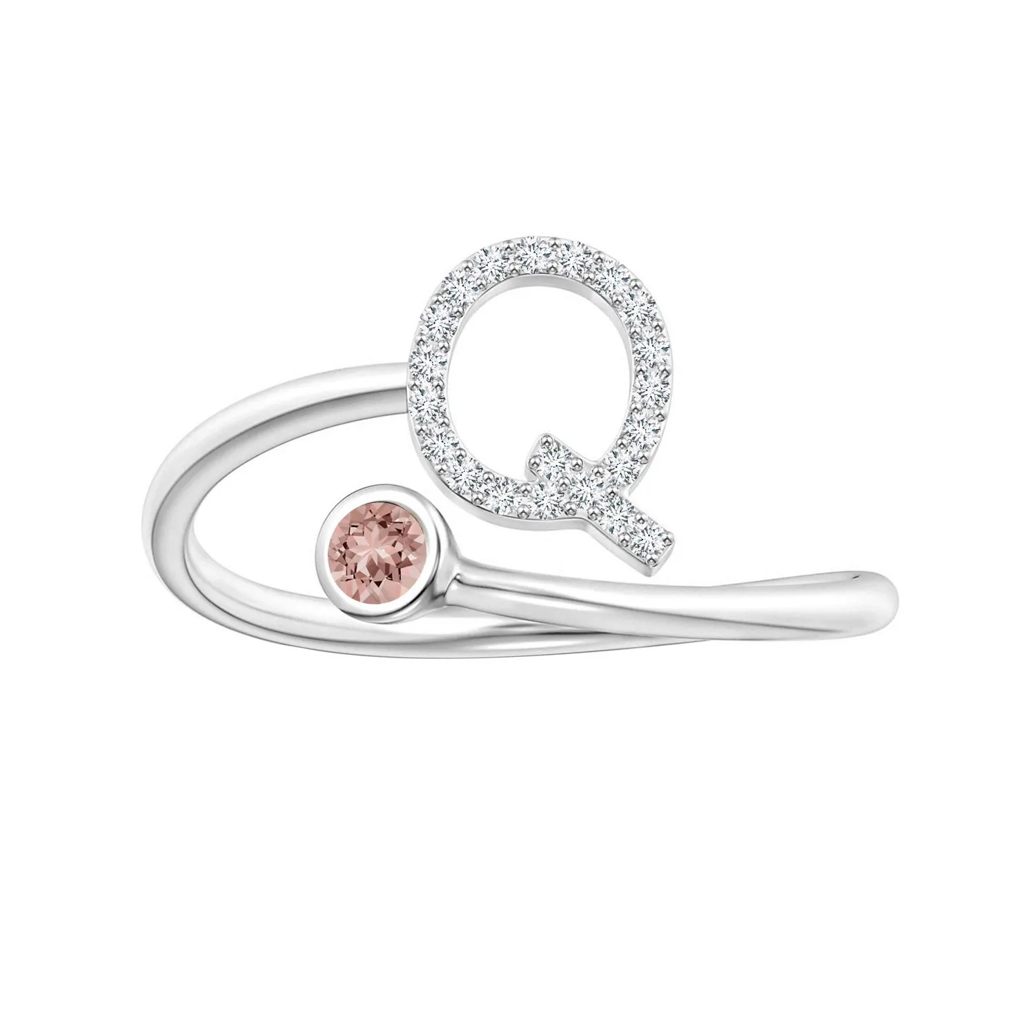 Initials Morganite Alphabet Ring