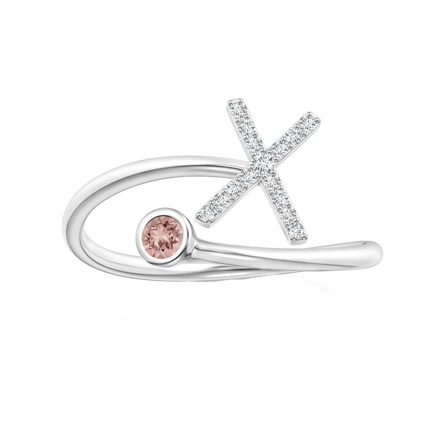 Initials Morganite Alphabet Ring