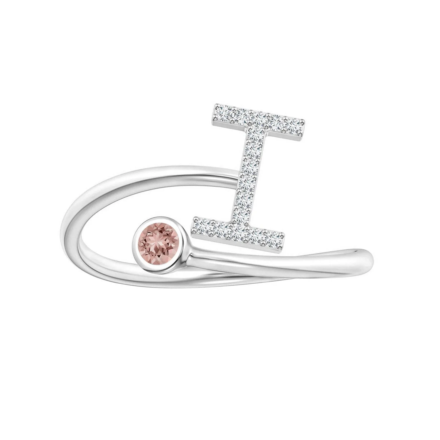 Initials Morganite Alphabet Ring