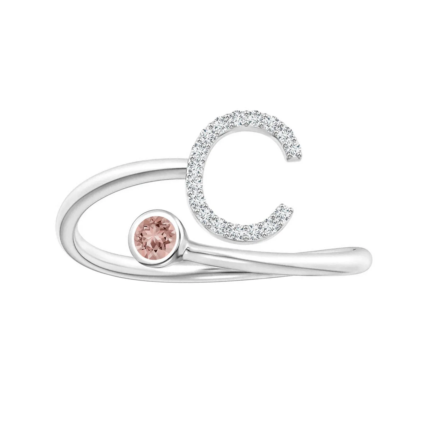 Initials Morganite Alphabet Ring
