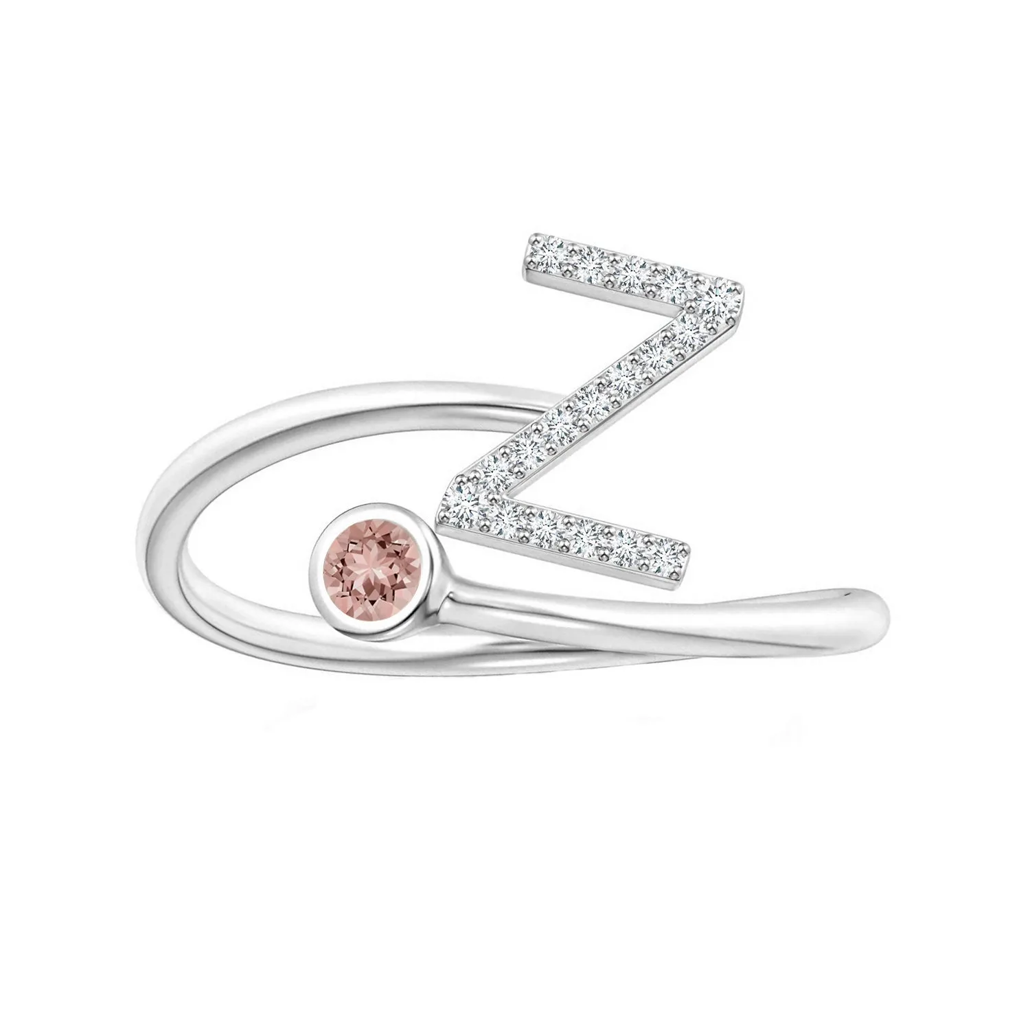 Initials Morganite Alphabet Ring
