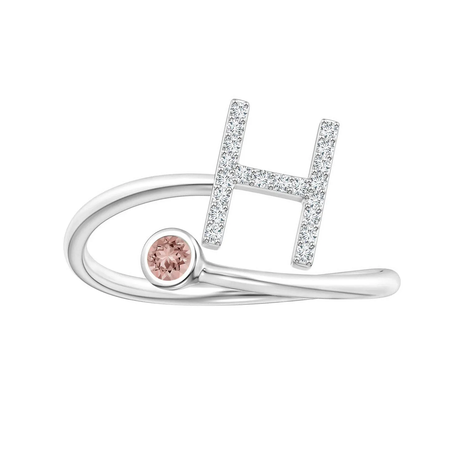 Initials Morganite Alphabet Ring