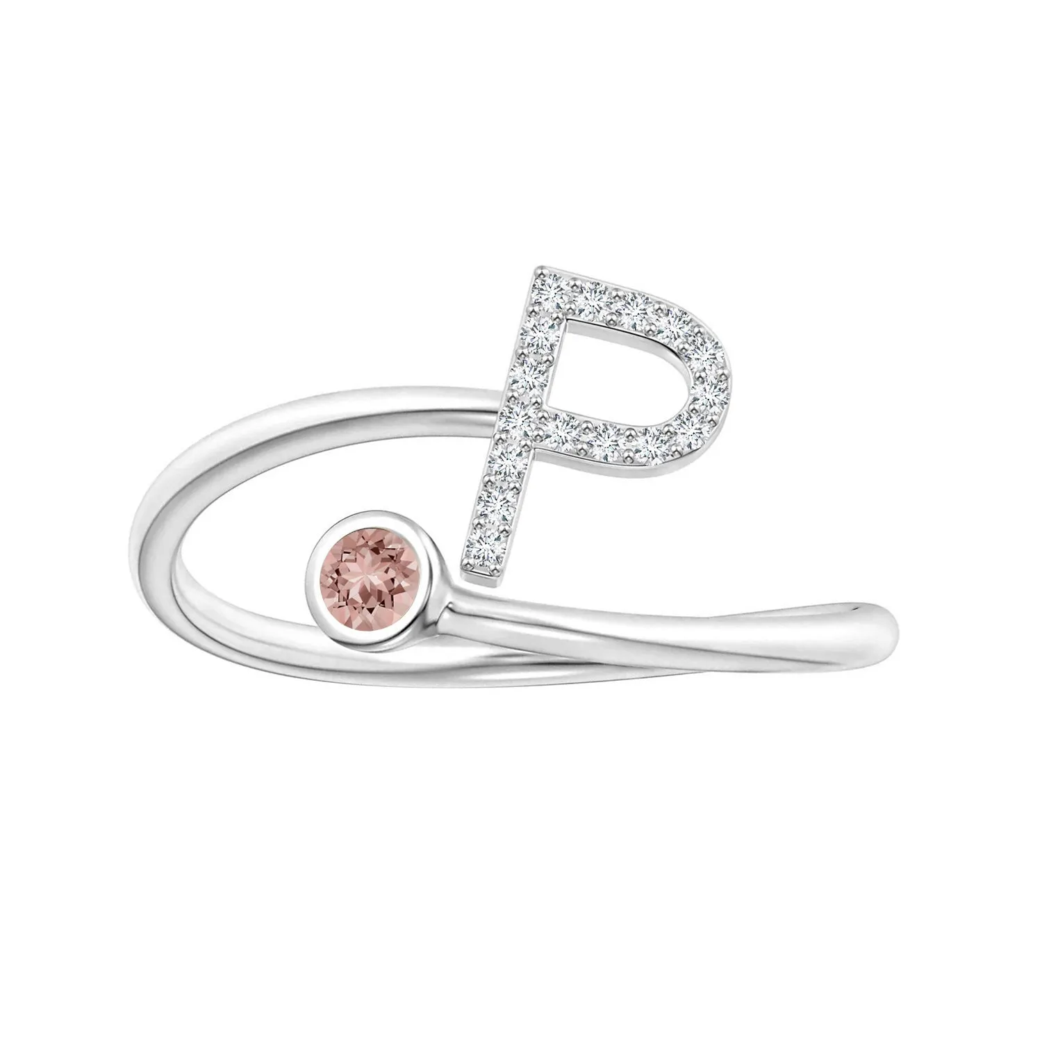 Initials Morganite Alphabet Ring