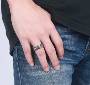 Iridescent Shell Inlayed Tungsten Carbide Ring
