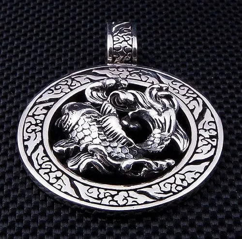 Japanese Koi Fish Sterling Silver Pendant Necklace