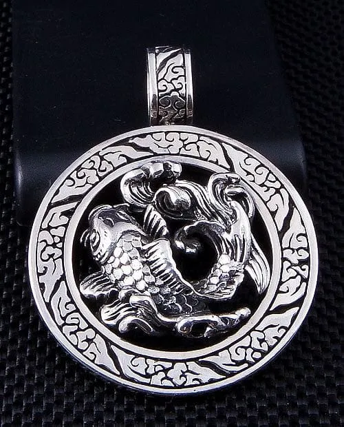 Japanese Koi Fish Sterling Silver Pendant Necklace