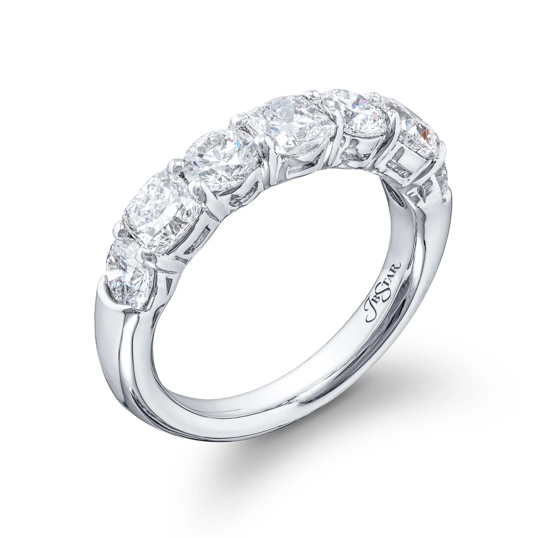 JB Star 7 Diamond Cushion & Round Anniversary Band Platinum