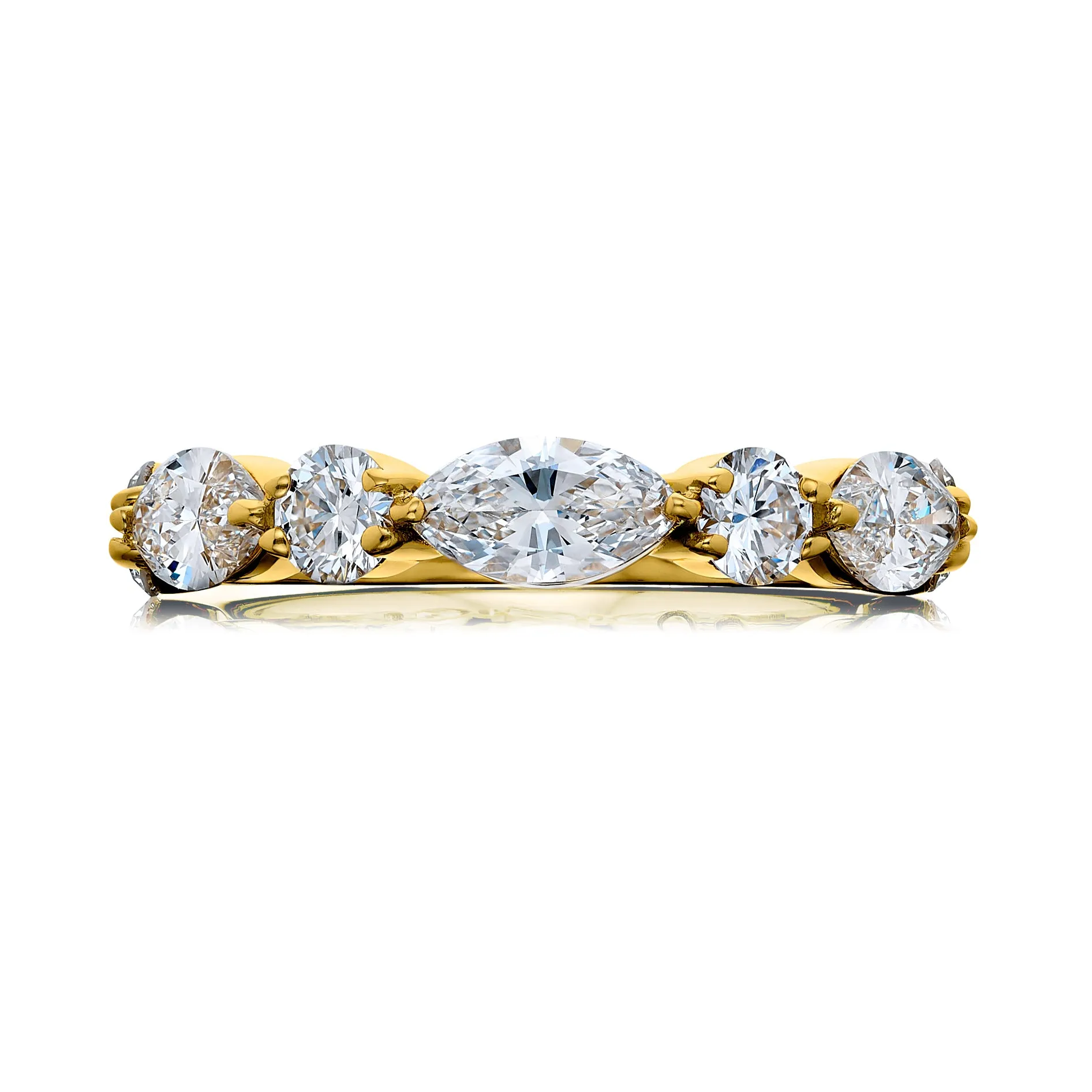 JB Star 7 Diamond Marquise & Round Anniversary Band Yellow Gold