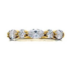 JB Star 7 Diamond Marquise & Round Anniversary Band Yellow Gold