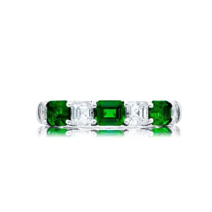 JB Star Emerald & Square Diamond Anniversary Band Ring Platinum